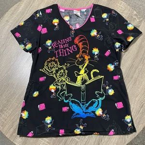 Dr. Seuss Cat in the Hat “Reading is my Thing” Women’s scrub top